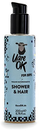 U are OK Shower & Hair for Boys | mildes 2in1 Duschgel und Shampoo | vegane Naturkosmetik | ohne künstliche Inhaltsstoffe | 200ml