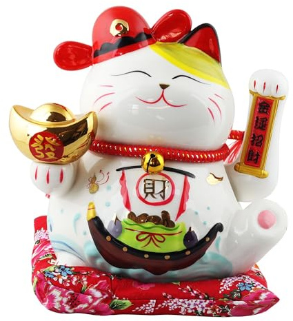 Freak Scene Glückskatze - Maneki-Neko - Winkekatze aus Porzellan 26 cm weiß - Maneki Neko