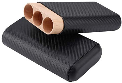 ViaGasaFamido 3 Tube Black Cigar Box Zigarren Aufbewahrungsbox Mini Cigar Humidor Kreativer Zigarren Humidor Zedernholz Zigarren Humidor für Zuhause und unterwegs
