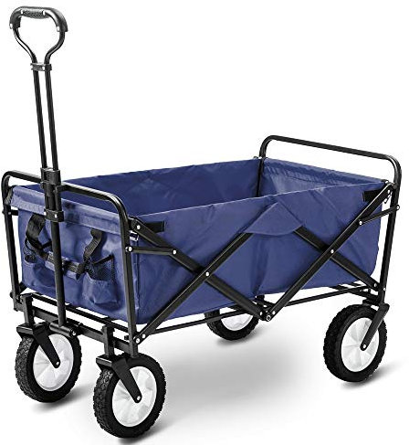 LIFE CARVER Garden Cart Foldable Pull Wagon Hand Cart Garden Transport Cart Collapsible Portable Folding Cart