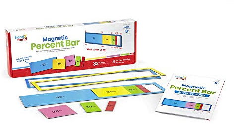 hand2mind Magnetic Demonstration Percent Bar, Fraction Bars, Magnetic Fraction Strips for Teacher Large, Math Teaching Tools, Math Manipulatives for 4th Grade, Teacher Supplies for Math Classroom