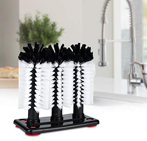 Annadue Glass Cleaning Brush, 3 Brush Glass Washer, Cup Washer Brush, Glass Brushes for Washing Glasses, 7.5x3.9x7.5in