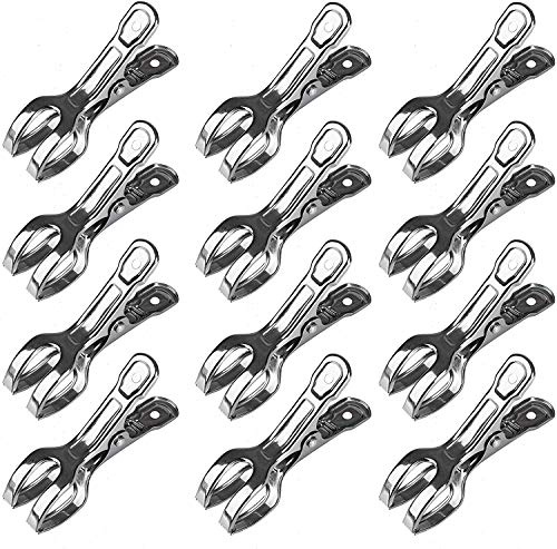 Handtuch Klammer,Strandtuch Clips 8.5cm 12packs Edelstahl Große Wäscheklammern für Tägliche Wäsche Strandtuch Badetuch Bettwäsche und Dicke Kleidung