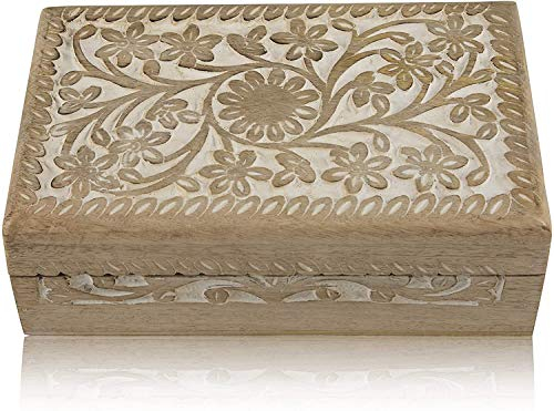 Tolle Geburtstagsgeschenkideen, handgefertigt, dekoratives Schmuckkästchen aus Holz, Schmuck-Organizer, Andenken-Box, Schatztruhe, Schmuckhalter, Uhrenbox, Aufbewahrungsbox, Einzug, Frauen (White)