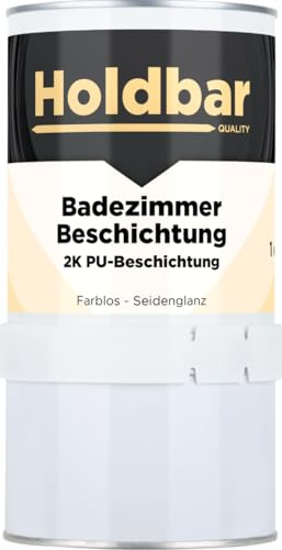 Holdbar 2K PU Badezimmer Beschichtung Anthrazitgrau (Ral 7016) 1 Kg - Wasserfest - Geeignet für Duschkabine - Fliesenfarbe badezimmer - 2 komponenten beschichtung - Farbe für Wand & Boden