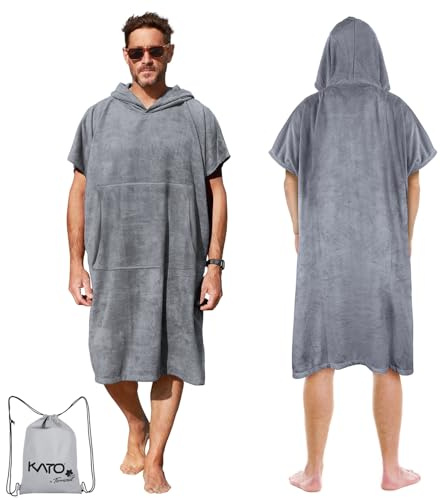 Kato Tirrinia Beach Surf Poncho con tasca, in neoprene assorbente, con fasciatoio, asciugamano poncho, per surf, nuoto, per adulti, uomini e donne