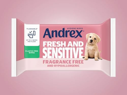Andrex Washlets Flushable Toilet Wipes - 12 Moist Toilet Tissue Pack - Gentle for Delicate Skin - Fragrance-Free - Hypoallergenic - Biodegradable - Plastic-Free