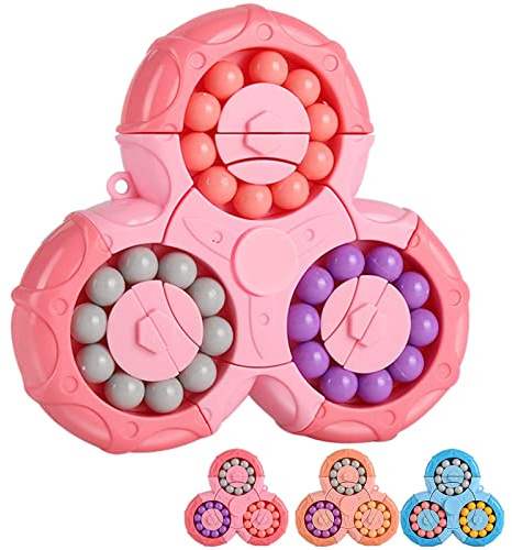 Magic Bean Rotierender Zauberwürfel Spielzeug Finger Cube Puzzle,Jungen Mädchen Lernspielzeug Dekompressions Spielzeug,Rätseln Ball IQ Game Fidget Toys,Weihnachten Geschenk für Kinder ab 3 Jahren