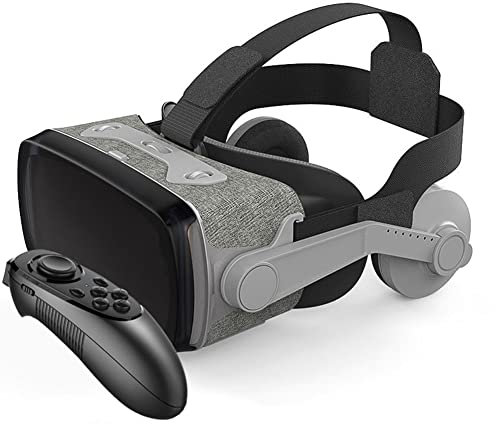 RUTXE Lunettes VR Casque de réalité virtuelle avec télécommande pour Films VR 3D & Jeux VR Réglable Pupille Anti Bluelight Eye Care System Lunettes VR pour Smartphones Android & iOS (Noir) (D)