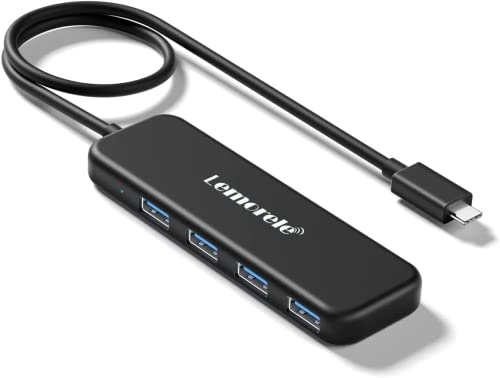 Lemorele Hub USB 3.0 Cavo Lungo 40cm Con 4 Porte Usb A 3.0, Adattatore Multiporta USB Multipla, Multi USB Adattatore per Laptop (nero)