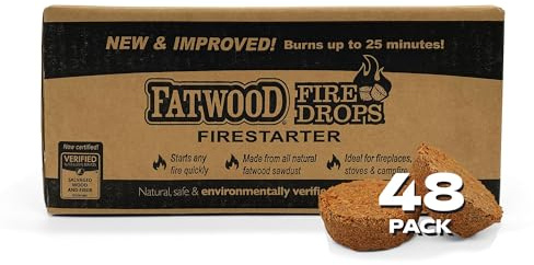 Better Wood Products Fatwood Firedrops Firestarters, 1 count (pack of 48)