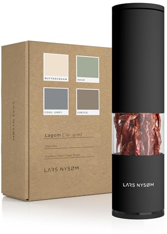 LARS NYSØM Macinino per Peperoncino con Lama di Taglio in Acciaio Inox I Taglierino per Peperoncino Premium I Macinino per Spezie di Design (Carbon Black)