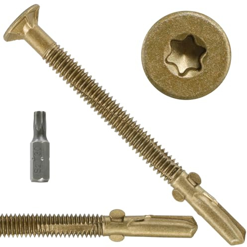 FMhotu #14 x 2-3/4 Trailer Deck Screws, Self-Tapping Sheet Wood Metal Screw, 181Pcs T25 Star Bits Reamer Tek Screws for Trailers, for Attaching Wood to Steel