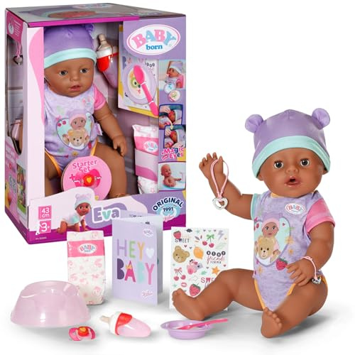 BABY Born Eva 43 cm Babypuppe mit 10 Funktionen | Accessoires inklusive, funktioniert ohne Batterien, ab 3 Jahren