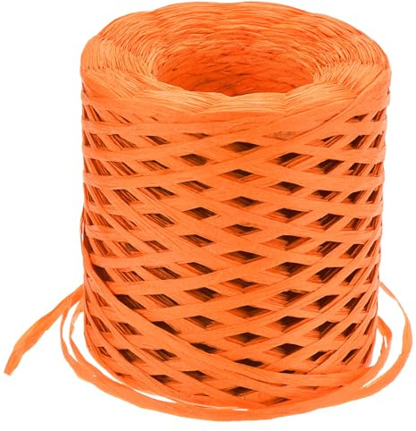 sourcing map Raffia Paper Craft Ribbon, 1/4 Inch 218 Yards Raffia Twine String Packing Paper Twine for Christmas Wrapping DIY Craft, Orange