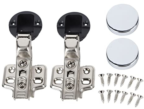 Fafeicy 2er-Set 35 Tassen Glastürscharnier mit Dämpfungspuffer, Edelstahl 201, 35mm Cup, für Glas Schranktüren, Selbstschließsystem