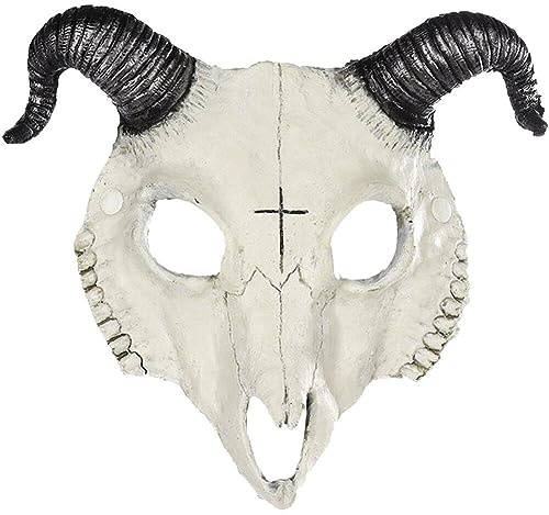 Sanfly Masque De Crâne De Chèvre en PU 3D, Accessoires De Cosplay d'halloween, Masques d'animaux en Os De Mouton pour Bal Masqué, Décor De Fête De Carnaval