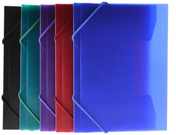 Ordner mit Gummizug, A5, lichtdurchlässig, 100 % recycelbar, Quartikelgröße, ideal für Rechnungen, Quittungen etc. Strapazierfähiger runder Gummibandverschluss von Office Box, Artikelnummer 51015 (5