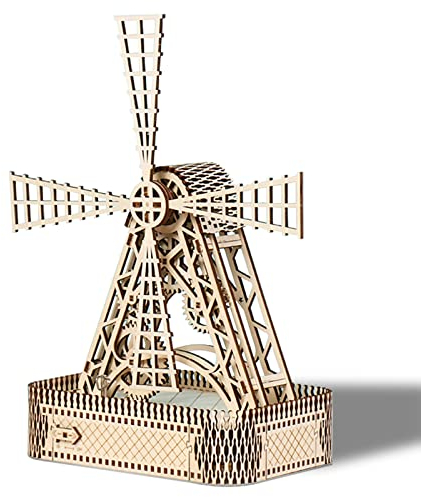 Hallisun 3D Holzpuzzle für Erwachsene, Windmühlen Modellbausatz aus Holz, Mechanisches Bauset zum Selberbauen, Bastel und Hobbyspielzeug Weihnachts und Geburtstagsgeschenk, Heimdekoration, 349 Teile