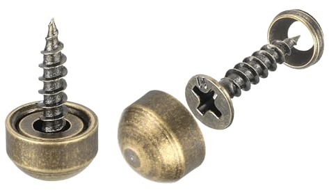 QUARKZMAN 12uds Latón Decorativos Tornillos con Tapas, 9mm Espejo Tornillos Cubierta Autorroscantes Tornillos para Muebles Fijación, Bronce