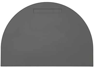 Eglooh - Luna - Schreibtischunterlage echtem Leder Anthrazit Grau cm 80x50 - Mit halbrunder Form, Stiftfach und Handwerkliche Nähte - Made in Italy