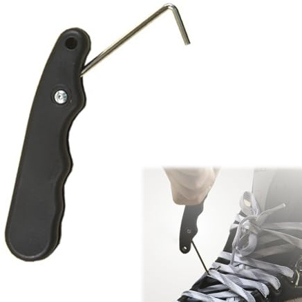 Mikiuly Eishockey Skate Lace Tightener,Skate Lace Tightener,Faltbares Eishockey Skating Boot Puller Tool,Sportdraht Schnürspanner， Eiskunstlauf Zubehör, für Eiskunstlauf Schlittschuhe Hockey,Schwarz