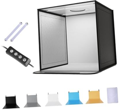 BaotyJie Foto-Leuchtkasten, Bildkasten, Studiokasten, tragbar, verstellbar, Set, Fotografie-Kastenbeleuchtung, für Schmuck, Profis, 2 Lichter mit Dimmer, 40cm
