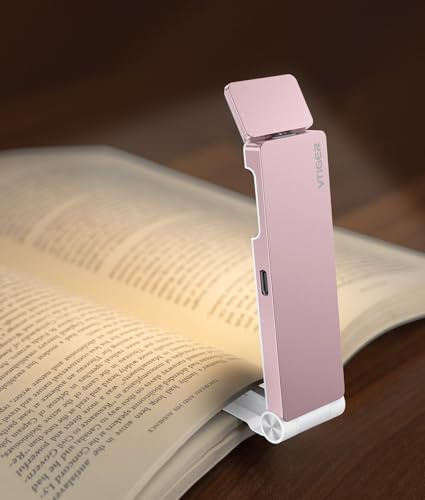 VTIGER Reading Light, USB Rechargeable Book Light for Reading in Bed,Foldable Clip-on LED Booklight, 3 Amber Colors & 4 Brightness Dimmable,Long Lasting Portable Bookmark Lamp for Book Lovers, Kids