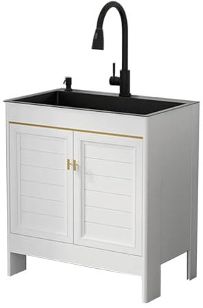 Lavandino Da Esterno In Acciaio Inox,Mobile per Cucina Sottolavabo,Armadietto Sottolavabo con 2 Ante,Mobiletto Lavelli Commerciale Autoportante,Per Garage Ristorante Cantina Lavanderia Interni Esterni