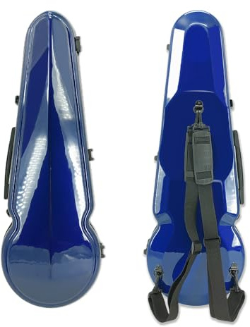 yinfente Étui pour alto 4/4 en fibre de carbone pour alto de 38,1 cm à 41,9 cm avec sangle arrière et poignée 2 porte-archets pour débutants, étudiants (bleu)