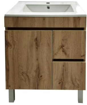 EL BAÑO MODERNO Juego Mueble 60cm Baño con Lavabo Mueble Lavabo Mueble Baño | Mueble Bajo Lavabo Compacto Preinstalado de Fábrica · Lavabo 60 cm con Pie de Porcelana · No Incluye Espejo