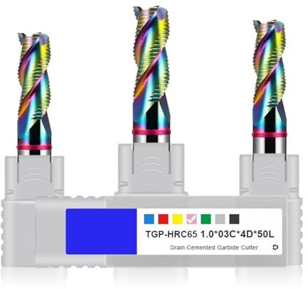 GUTUYEHKEA Frese a Candela TGP-HRC65 DCL - Fresa for sgrossatura in Alluminio con Rivestimento colorato a 3 Taglienti, Utensili for Fresa for sgrossatura CNC in carburo di tungsteno(6.0x20x6Dx75L)