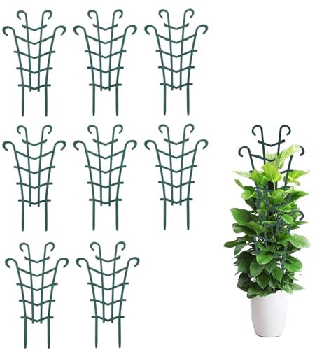 8 soportes para plantas de interior, 8 unidades de soporte para plantas de jardín, maceteros para plantas trepadoras, ayuda para plantas trepadoras, plantas de plástico, enrejado, soporte para flores,