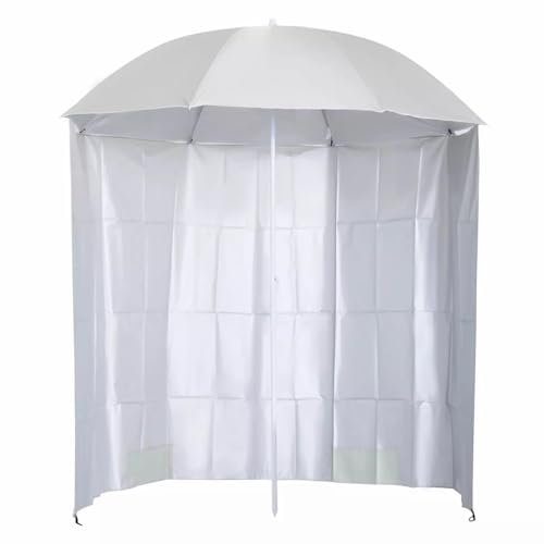 Générique Parasol de Plage, Parasol de Pêche Anti-UV avec Tente Latérale, Parasol de Table de Marché Réglable en Hauteur pour Camping, Plage et Sports(Beige)