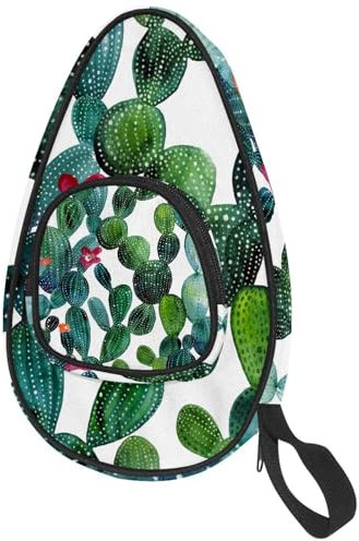 VAPOKF Housse pour raquette de tennis de table, motif cactus tropical, aquarelle, sac pour raquette de ping-pong, sac de raquette de tennis de table avec pochette pour 4 à 5 balles