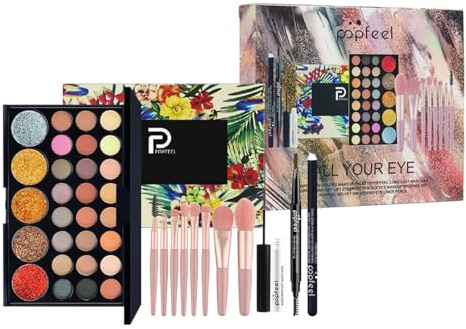 FantasyDay Juego de Maquillaje Xmas All in One Makeup Gift Set Adventskalender 2025 Belleza Cosmético Incluye Corrector Camuflaje, Brillo de Labios, Brochas, Mascara, Blush, Sombra de Ojos, Delineador