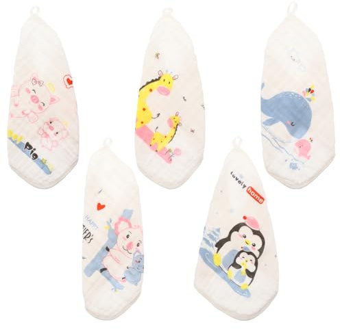 Beaupretty 5 Stück Baumwoll Musselin Waschlappen für Neugeborene mit Feuchtigkeitsspeicherung und Einfacher Reinigung als Placemats für Unordentliche Babys