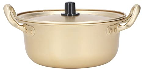 WPKD BLUEIY Dutch Oven Double Traditional Style Cast Iron Cooking Pot with Lid, Diameter 10 cm, Ergonomic Handle, Lightweight, Stackable, Portable Ramen Pot for Home, Camping, Hiking