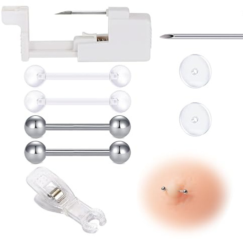 AceFun Kit pistola piercing profesional para pezones Pistolas desechables para pezones ombligo labios lengua orejas piercing corporal Kits agujas acero inoxidable para mujeres/Kit
