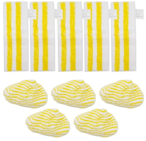 Ollanoos 10Pcs Microfibre Floor Cloths with Handheld Nozzle Pads, Replacement for EasyFix SC Steam Cleaners, with Hook-and-Loop System and Base Strap