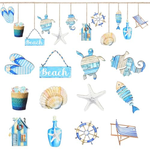 27 Stück Maritime Dekoration Set, Maritime Deko Outdoor, Nautische Dekoration, Maritimes Geschenke Küsten Stil Dekos, Wanddeko Meer & Ozean Deko für Wohnzimmer Schlafzimmer Kinderzimmer