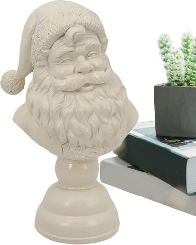 TYUIOP Weihnachtsmann Büste 15 cm | Vintage Santa Figur aus Harz | Weiße Weihnachtsdekoration für Tisch & Regal | Klassische Weihnachtsmann Skulptur | Festliche Inneneinrichtung Deko