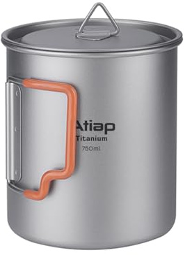 ATiAP 750 ml Vaso da campeggio in titanio con coperchio esterno ultraleggero tazze da caffè portatile in titanio tazza pieghevole manico