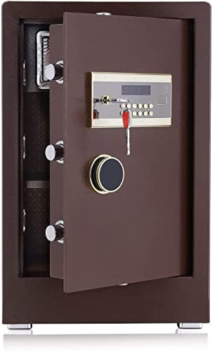 CLSDRZC Feuerfester, wasserdichter Schrank, Digitale Sicherheit, 3,47 Kubik-Doppelschlüsselschloss, spezielles eigenes Innenschloss, abnehmbare Trennwand, Passwort für Zuhause, Bargeld, Gold J
