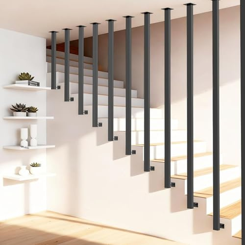TerraVibe Geländer Treppe, Treppengeländer Innen, Handlauf Schwarz, Geländer Treppe, Kann Gespleißt Werden Treppengeländer, Stiegengeländer für Flure Wohnungen Villen(180CM)