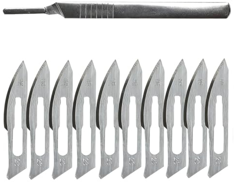 YAZWUR 1 Set de Lames de Scalpel Stériles avec Manche, idéal pour la pédicure, le dermaplaning visage, l'artisanat, la modélisation, la découpe de matériaux et le travail du cuir