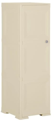 Yisssmeng Kunststoff Storage Cabinet 40x43x125 cm Holzdesign Angora White Organizer with 30 kg Shelf Load Compact Home Office Garage for Living Room Bedroom Kitchen