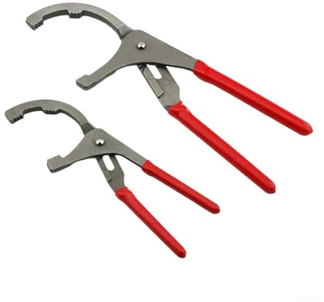 Herramientas de extracción de filtro de aceite ajustables, alicates resistentes con agarres de diamante (12 pulgadas, rojo)