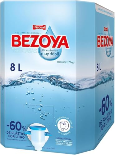 Agua Mineral Natural 8 L – Mineralización Muy Débil – Agua Pura y Ligera – Formato Familiar con Grifo Dispensador.