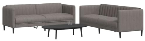 fadaoet 2-TLG. Sofagarnitur Taupe Stoff 2-Sitzer und 3-Sitzer Couchgarnitur Wohnzimmer Set Bequeme Polstermöbel mit stabilem Holzgestell atmungsaktiv und langlebig für gemütliches Wohnen
